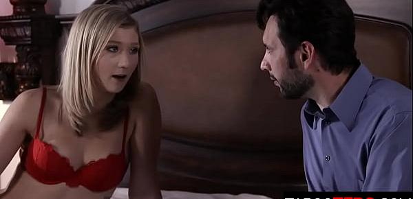  The cute blonde stepdaughter fucked by her daddy
